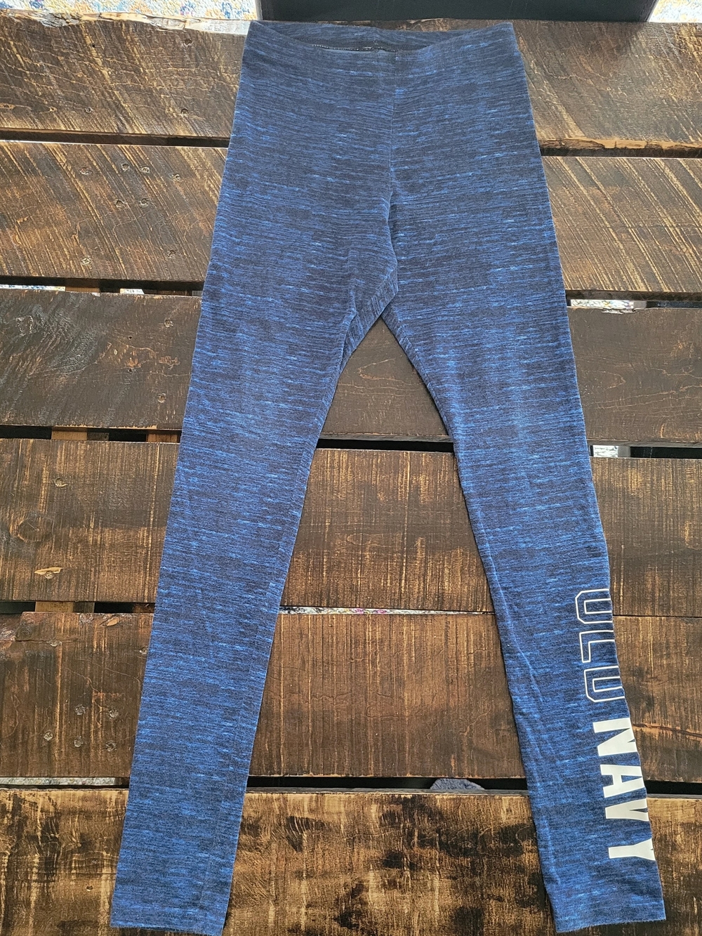 Old Navy Blue Space-Dyed Kids Leggings with Logo Size 18 Regular